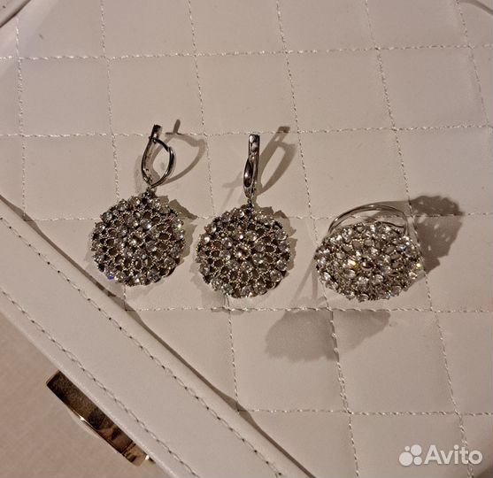 Кольцо и серьги серебро 925
