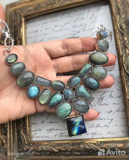 Колье Ожерелье украшение с Лабрадором/Лабрадоритом