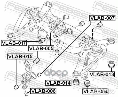 Сайлентблок цапфы зад прав/лев vlab015 Febest