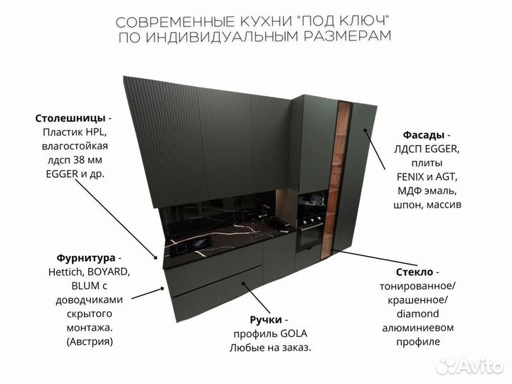 Прямой кухонный гарнитур современный