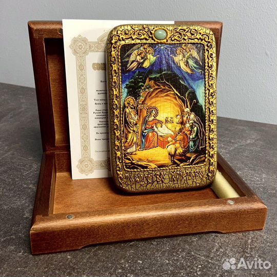 Рождество Христово икона на мореном дубе