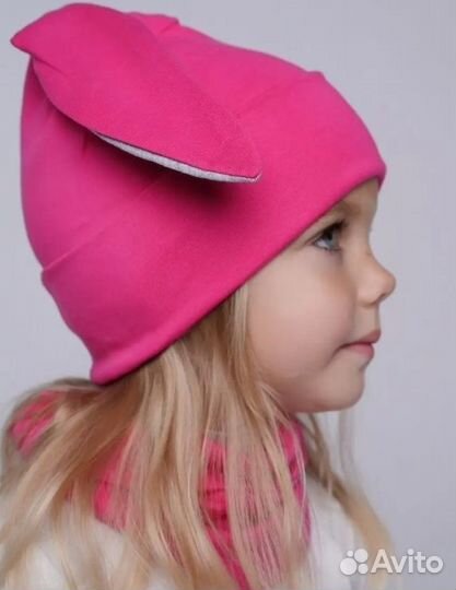 Очаровательная шапка с ушками со снудом 48-52