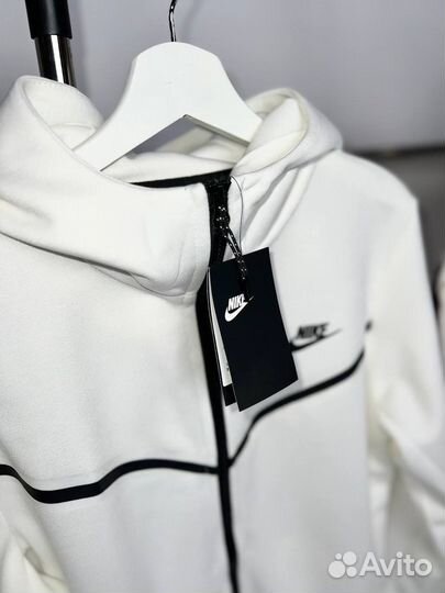 Зип худи nike tech fleece белая