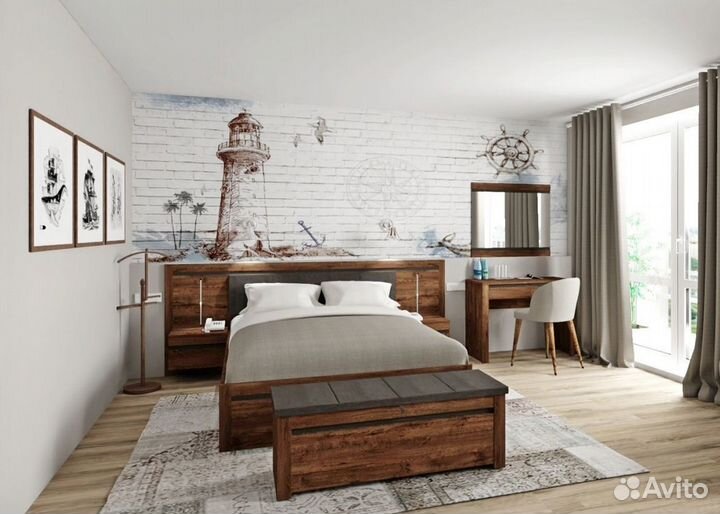 Кровать двуспальная LOZ160x200 Када, с подъемным механизмом, с мягким элементом, дуб апрель