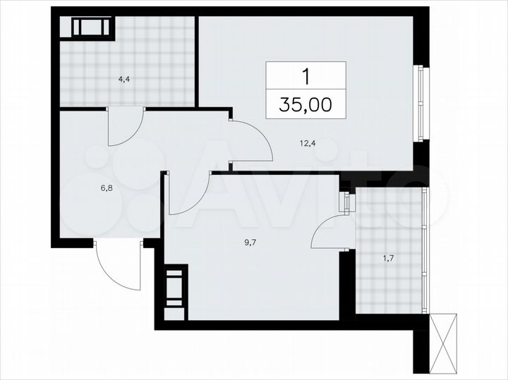1-к. квартира, 35 м², 9/9 эт.