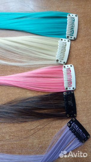 Заколка на клипсах с прядями для волос 50 см