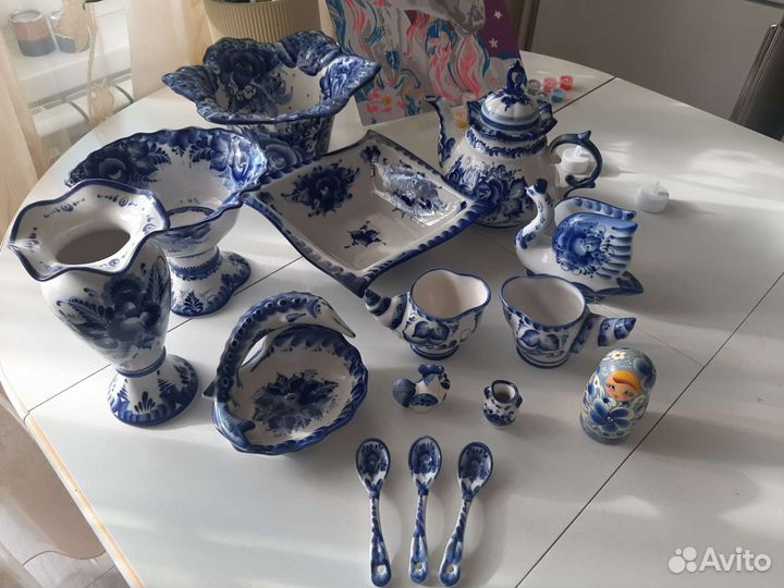 Сервиз чайный. Посуда. Гжель