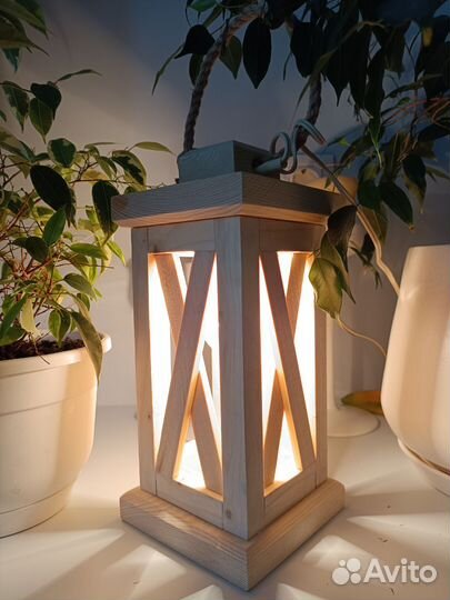 Фонарь деревянный, декор, светильник, подсвечник