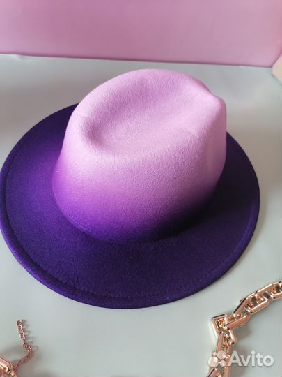 Шляпа фетр женская фиолетовая