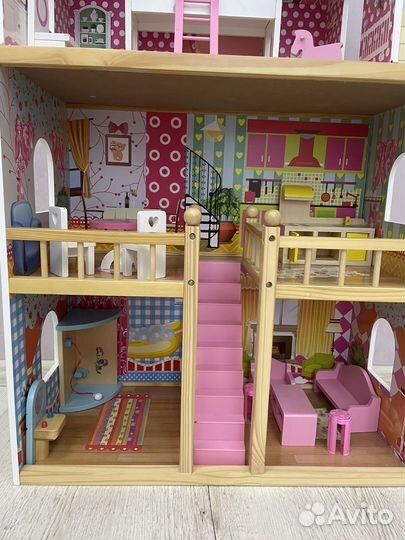 Домик кукольный для барби с мебелью