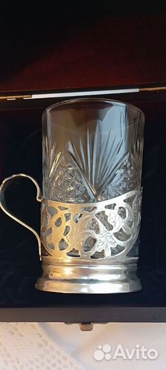 Подстаканник серебряный с хрустальным стаканом