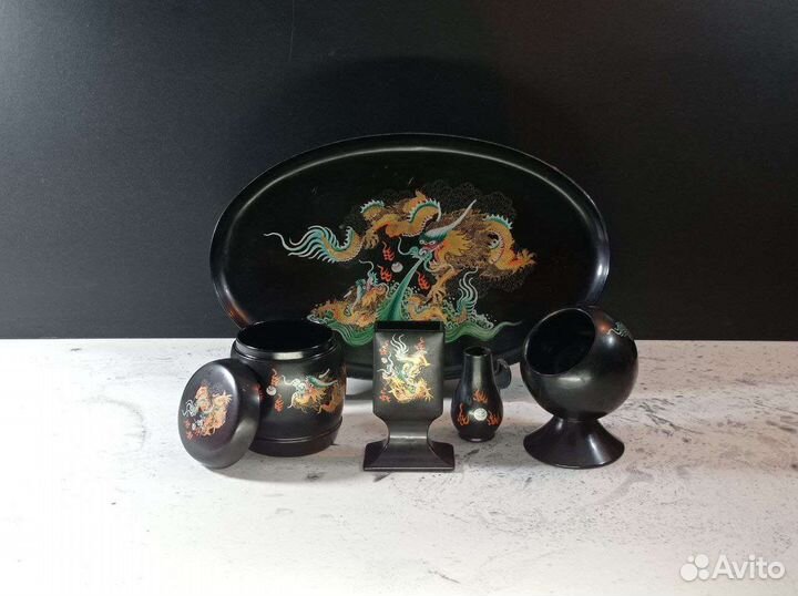 Китайский набор для курения старинный расписной