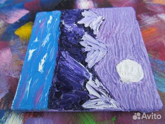 Горы абстрактная картина маслом на холсте картоне