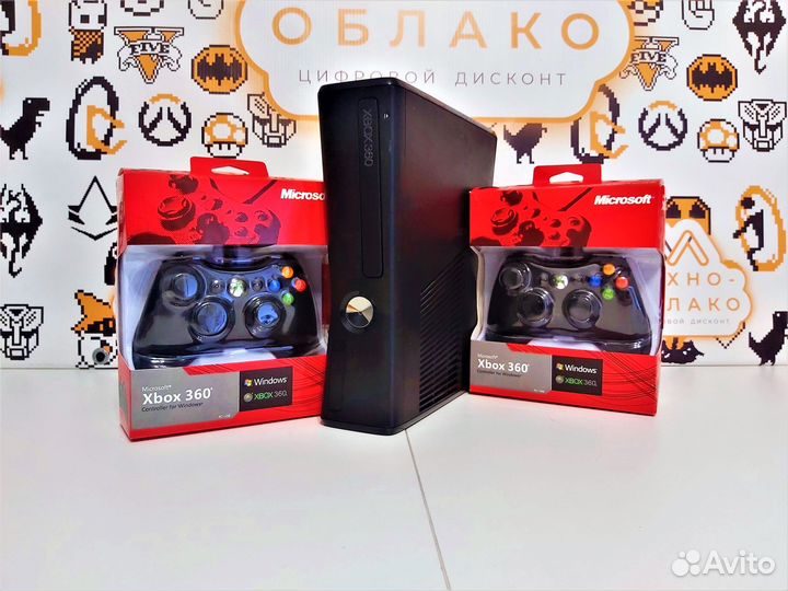 Xbox 360 500Gb 109 Игр + 2 Геймпада проводных