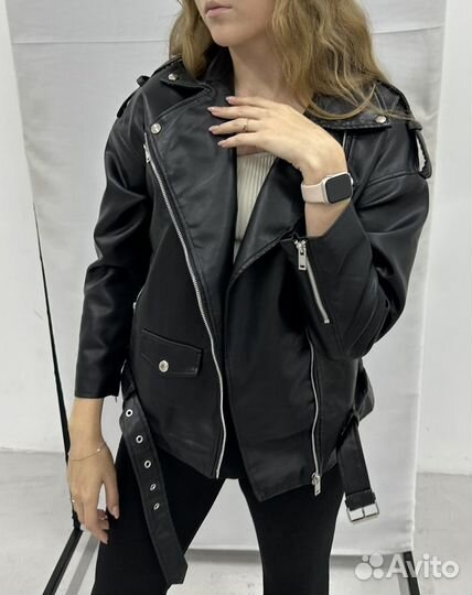 Куртка кожаная женская оверсайз. 3 размера