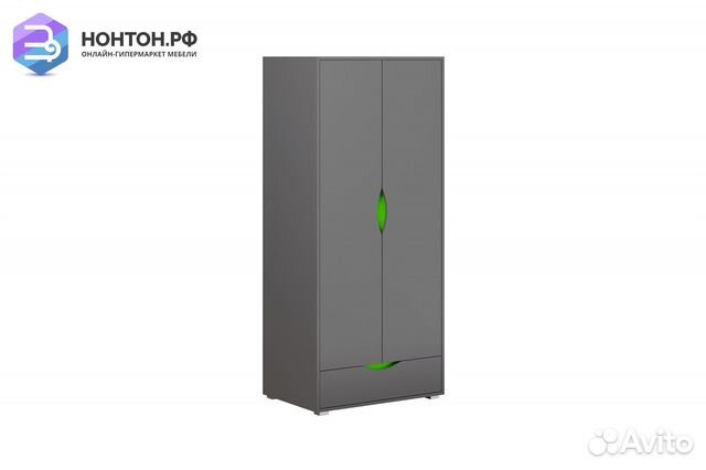 Шкаф 2-х створчатый Неаполь графит / олива