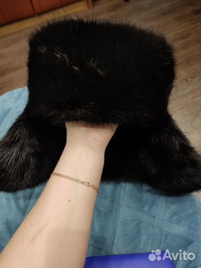 Шапка норковая ушанка комбинированная мужская