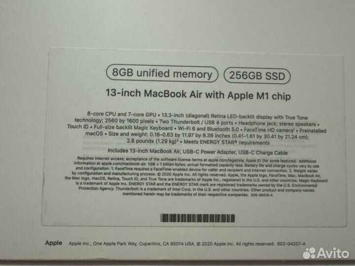 Apple Macbook Air 13 2020 m1 8gb 256