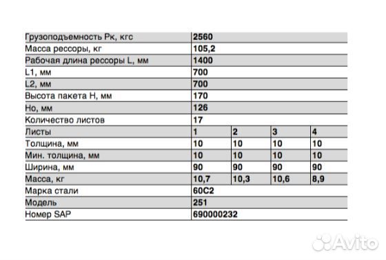 Рессора передняя для краз 260, 6443, 251 17 листов