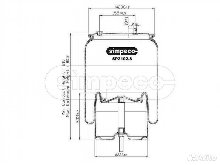 Пневморессора (со стальным стаканом) скания