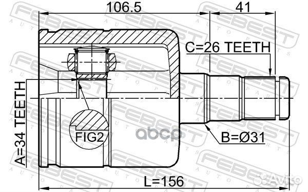 ШРУС внутренний левый 34X31X26 audi Q3 12- 2311