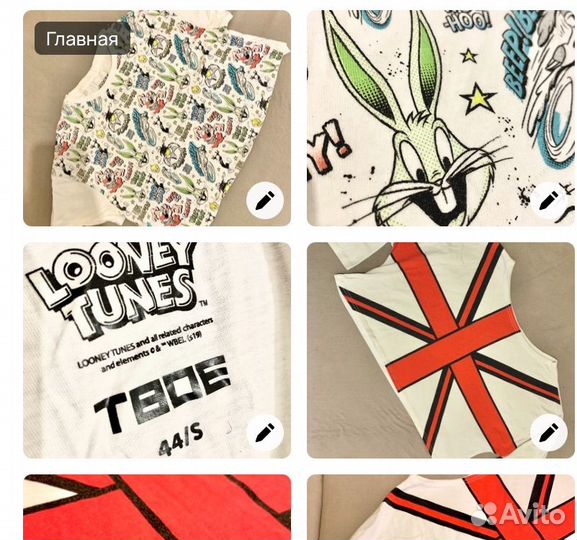 Футболка белая мультяшная XS оверсайз короткая