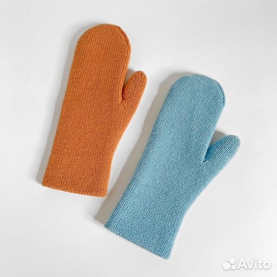 Варежки зимние женские двойные шерстяные