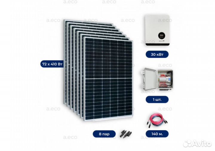 Солнечная Электростанция 30 кВт Сетевая