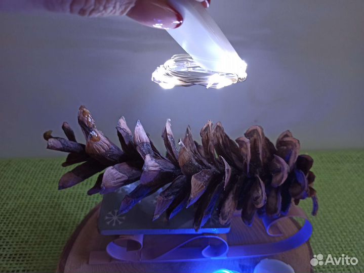 Гирлянда роса белая синяя с батарейкам маленькая