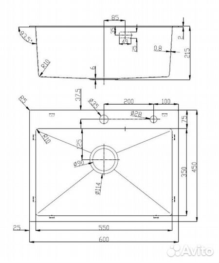 Кухонная мойка нерж.сталь графит D&K DKS604506, в