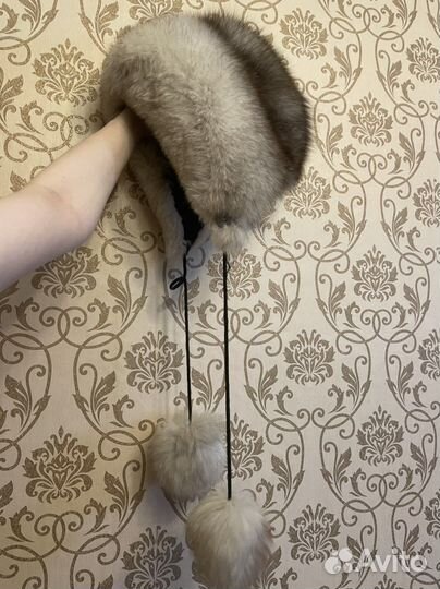 Шапка песец женская, кожаная, капюшоны с мехом