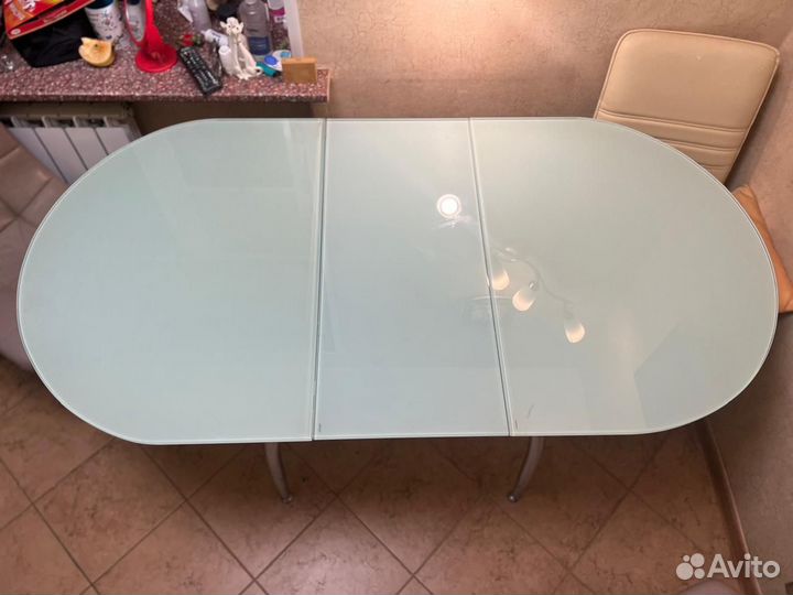 Стол кухонный стеклянный раздвижной овальный