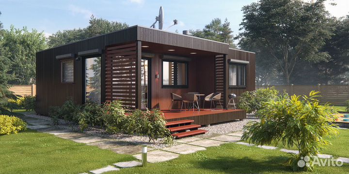 Небольшой модульный дом с двумя спальнями