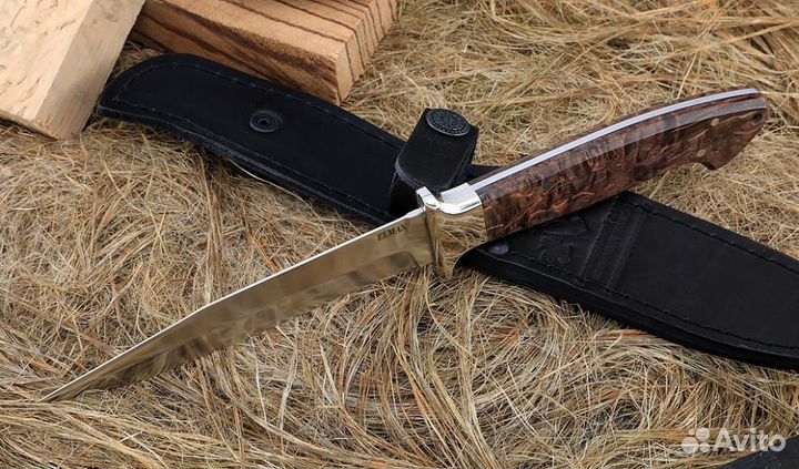 Нож Молния Elmax цельнометаллический рукоять мельх