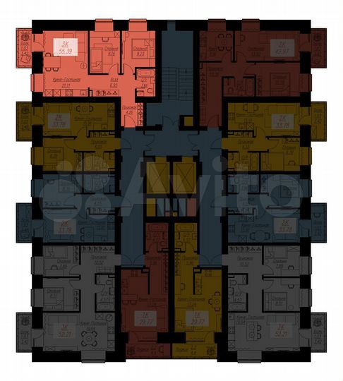 3-к. квартира, 55,3 м², 3/17 эт.