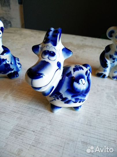Фигурки статуэтки животные гжель