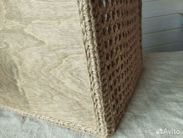 Корзина сетка на каркасе из джута