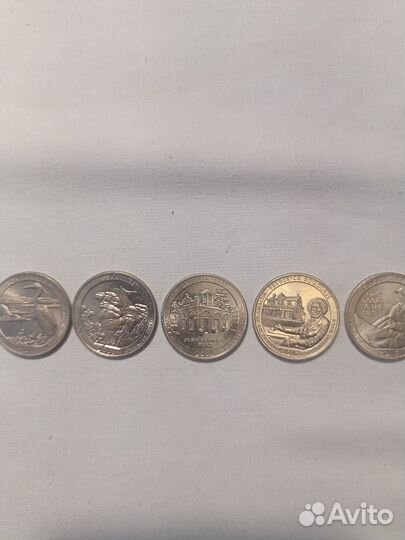 25 центов США; штаты, нац. Парки