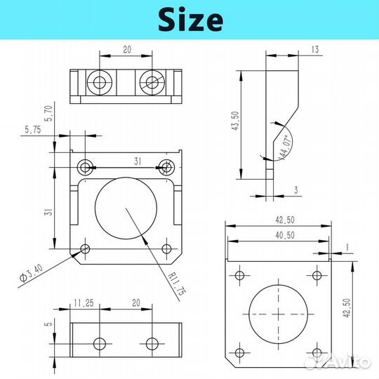 Крепление шагового двигателя nema 17 к профилю 20