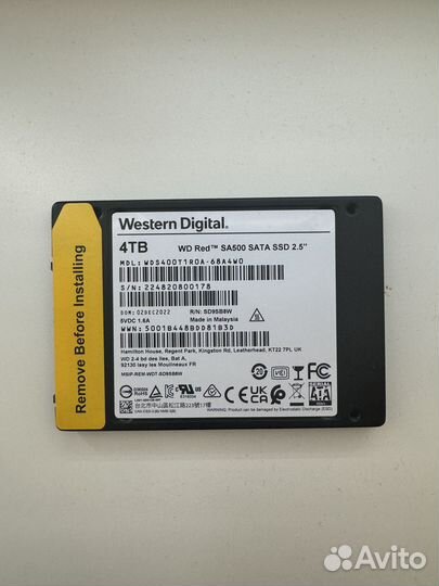 SSD накопитель WD Red SA500 4 TB