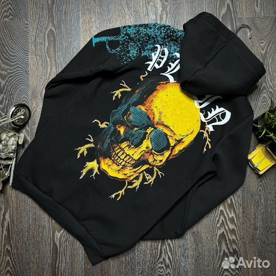 Толстовка мужская с капюшоном теплая Philip plein