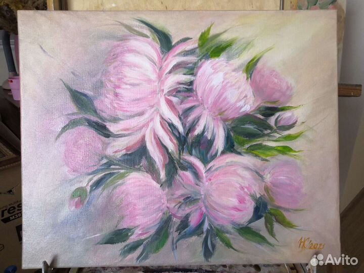 Картина маслом на холсте цветы, картина под заказ