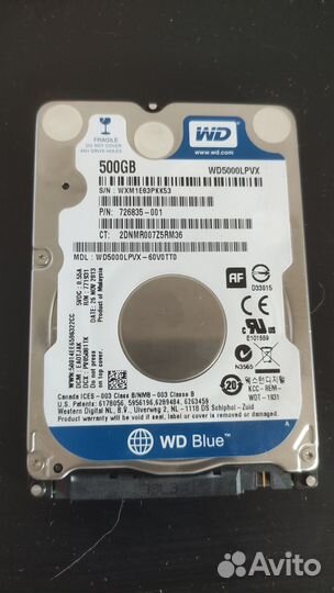 Жесткий диск WD Scorpio Blue WD5000lpvx, 500гб,HDD