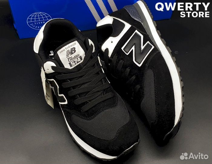 New Balance 574: черные мужские кроссовки, 41-46 р