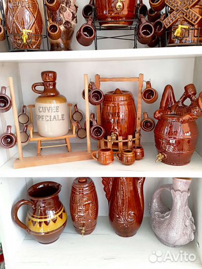 Ваза керамика, чайники, бочонки и другое