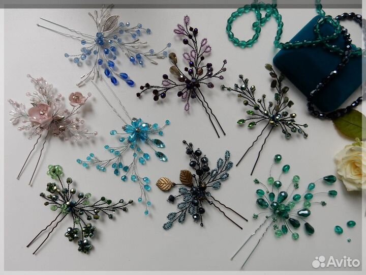 Шпилька, заколка с перьями, украшение для волос