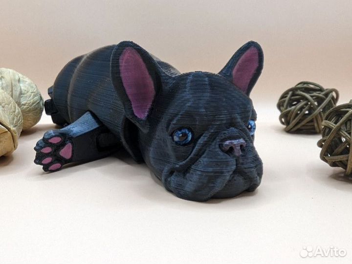Французский бульдог с живыми глазками, игрушка