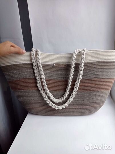 Cумка большая пляжная из хлопкового шнура