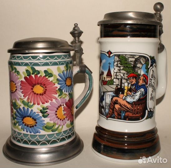 Немецкие Пивные Кружки. Майолика. Кавалеры с Дамой