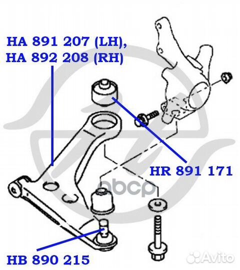 Рычаг mitsubishi colt/lancer/mirage 00- пер.ниж